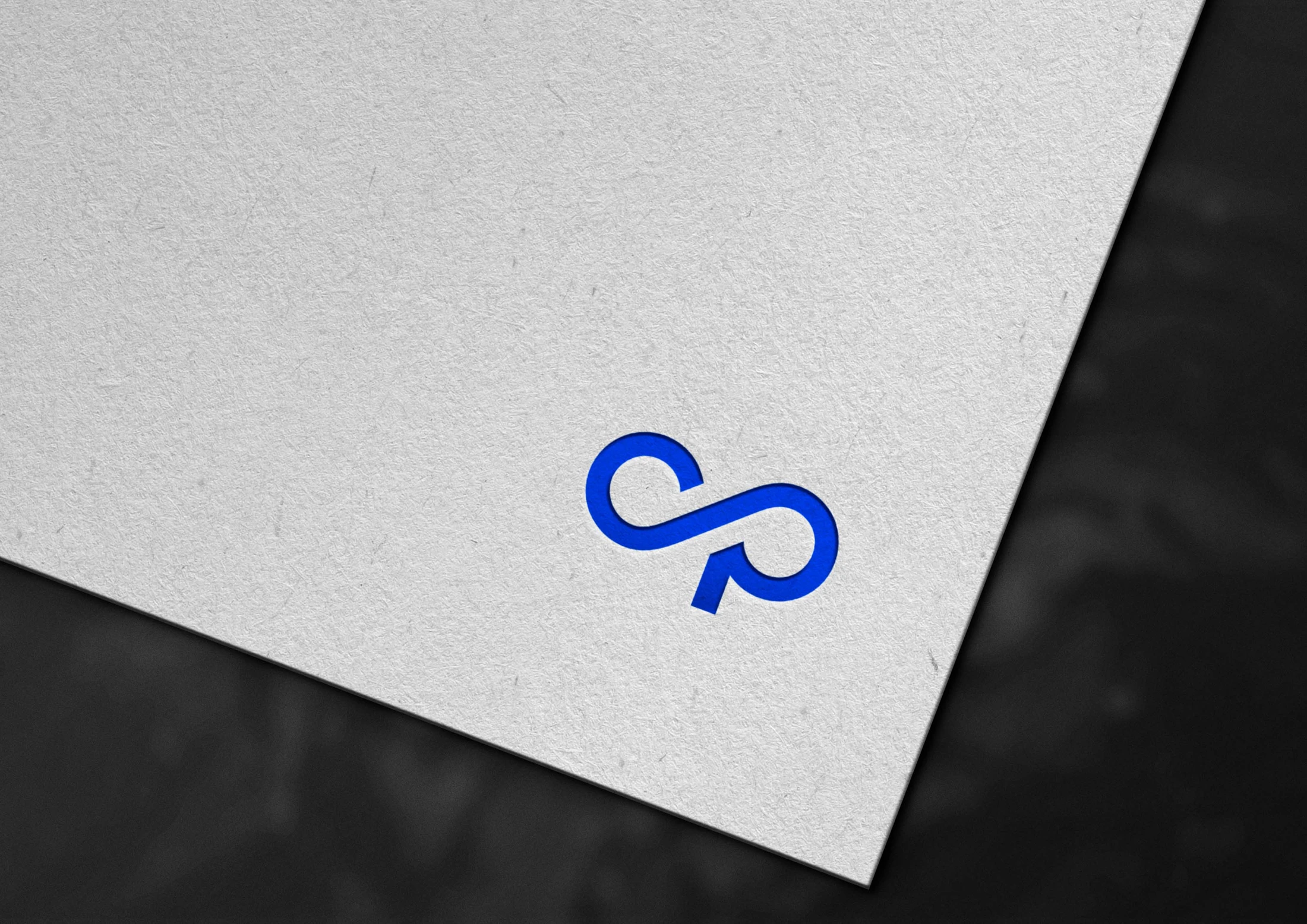 Optazone blue monogram on textured stationery
