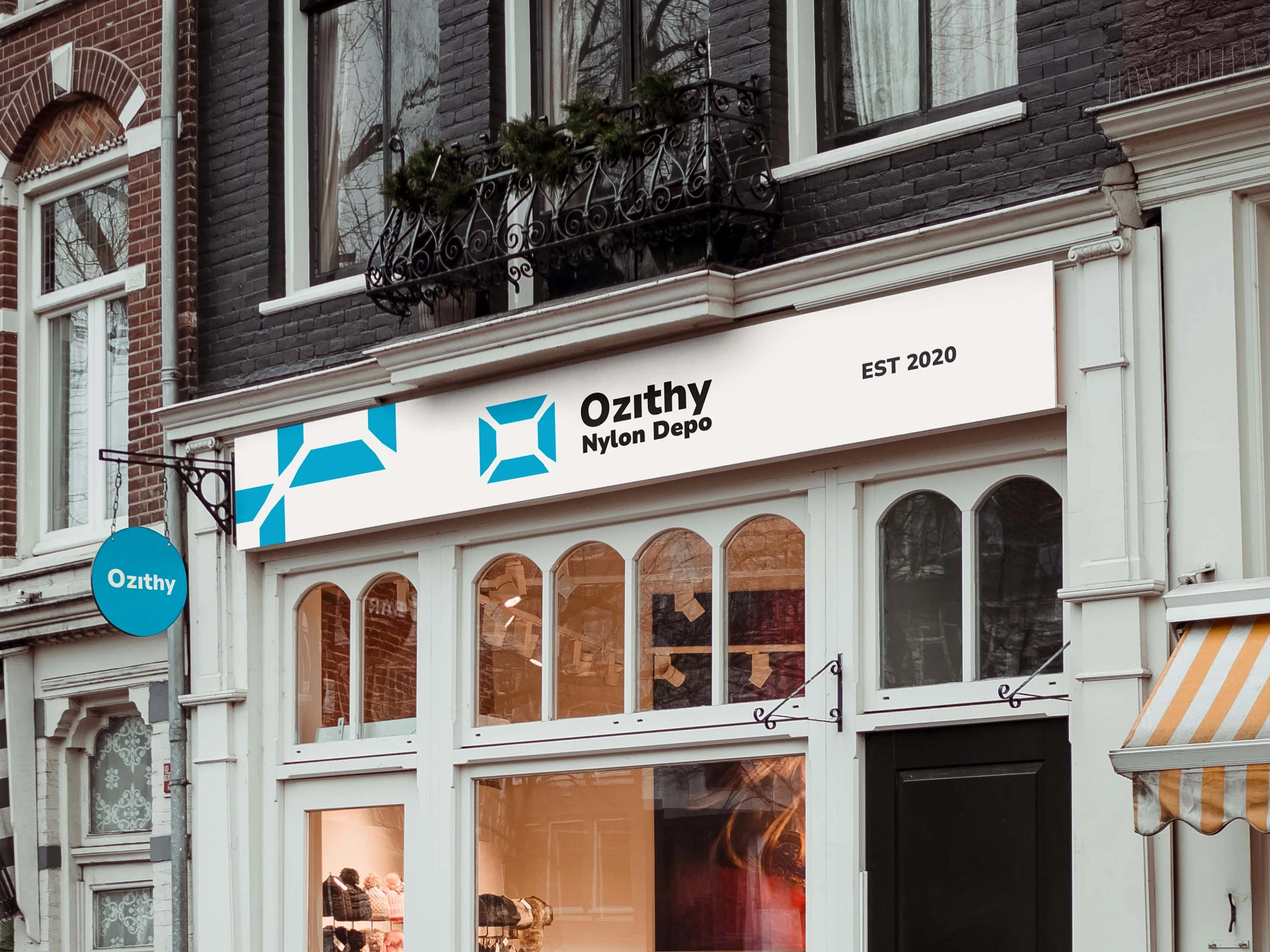 Ozithy Nylon Depot identity on a storefront